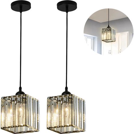 2pcs Araña de cristal de lujo, luz de techo E27, iluminación del hogar, altura ajustable, adecuada para hoteles y restaurantes (negro). (1/5)