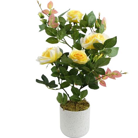 50cm Artificial Yellow Rose Plant (1/4)