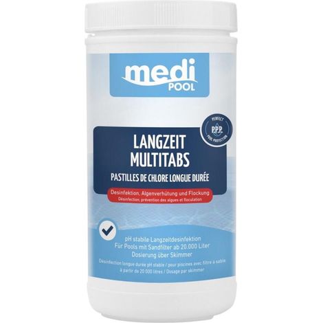 Langzeit Multitabs Poolpflege 1kg Dauerdesinfektion Algenverhütung Flockung (1/2)