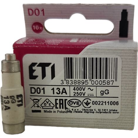 Fusible de porcelana ETI D01 13A/400V 002211006 0587 (1/5)