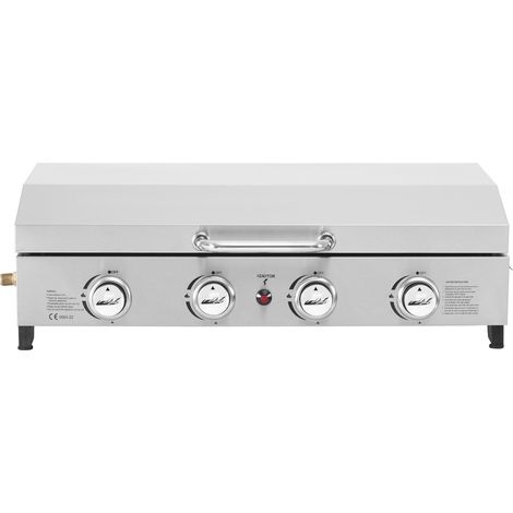 Plancha de gas 4 quemadores con tapa "Fasto" - 10 kw - Gris