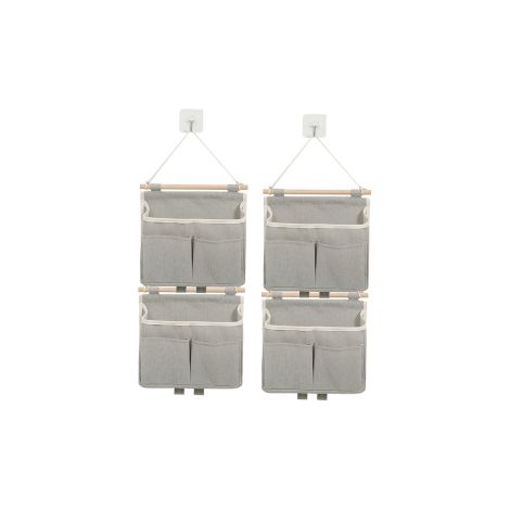 Ensemble de 4 sacs de rangement muraux, à suspendre à la porte, fixation murale, organiseur suspendu, pour dossiers et magazines, imperméable, en lin et coton, pour salon, chambre, salle de bain