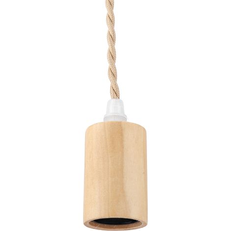 Suspension E27 style campagne vintage en bois noir, simple, 90-250 V (1/5)