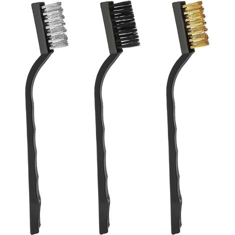 Lot de 3 brosses métalliques en laiton et nylon pour décaper la rouille et nettoyer la peinture, la maçonnerie, les poêles, les éviers, la poussière et la rouille. Couleur : noir. (1/5)