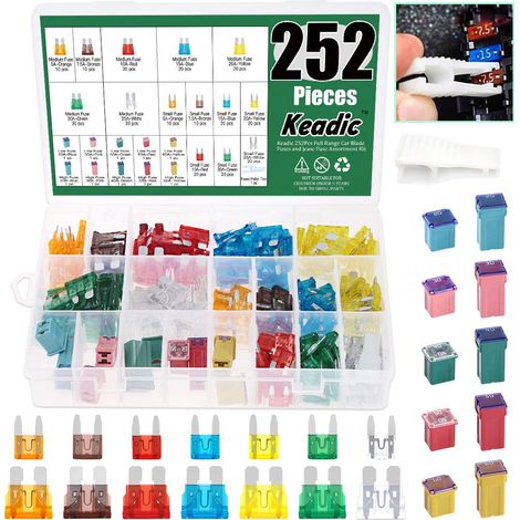 252 Pcs Car Blade Fuse Assortment with Removal Tool for Pickup, Cars and SUV - 5A 7.5A 10A 15A 2 (1/5)