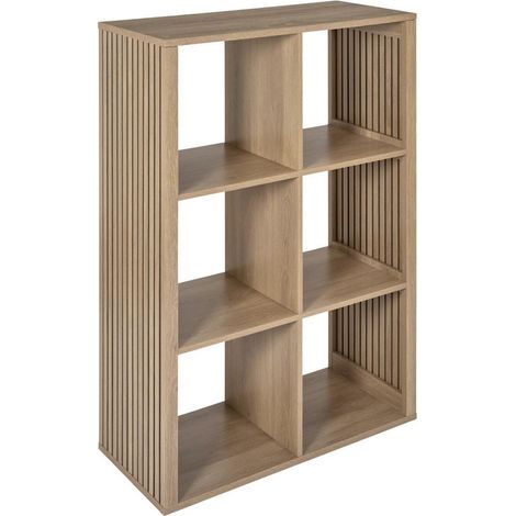 Rangement 6 Cases effet bois avec tasseaux - PAJAN