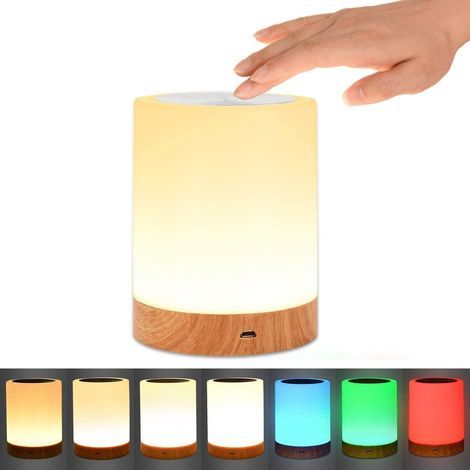 Veilleuse LED, Lampe de Chevet avec Contrôle Tactile et USB Rechargeable, Lampe Nuit avec Commande Tactile Dimmable pour les Enfants Chambre salon et Camping (1/5)