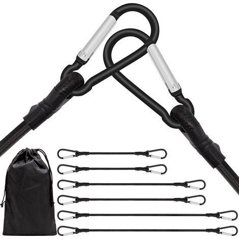 Elastisches Seil mit Karabinerhaken, 60 cm, 100 cm, 160 cm, langes elastisches Seil mit Karabinerhaken für Camping, Planen, Fahrradträger, Zelte, Autos (1/5)