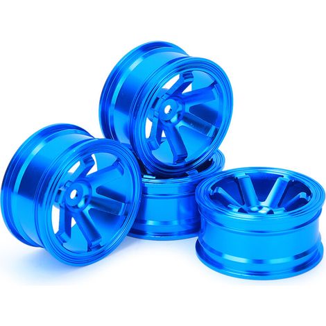 4 pièces Jante Alliage Aluminium pour Voiture RC Drift 1/10 Universelle Bleu