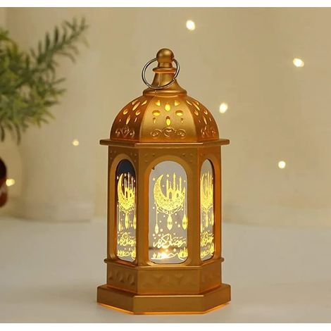 Lampe de décoration Ramadan avec croissant lune et étoiles pour fête musulmane dorée pour célébration (1/5)