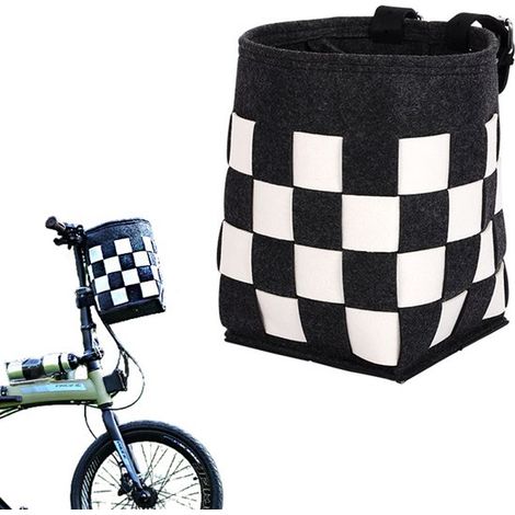 Cesta para bicicleta infantil, Cesta para la rueda delantera, 26x20x20cm, Ajustable, 10L, Cesta tejida extraíble, Unisex, Negra (1/5)