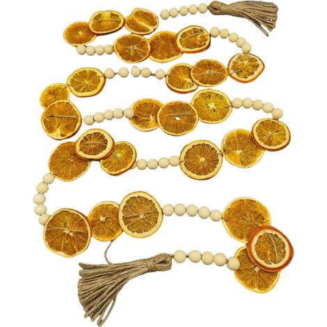 Guirlande De Tranches D Orange Séchées - Perles En Bois - Décoration De Cheminée De Noël - 240 Cm - 1 Pièce (1/5)