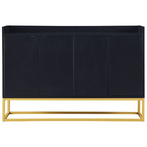 Buffet moderne minimaliste 4 portes sans poignées, noir