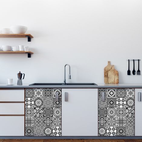 Sticker Mural Carrelage adhésif Cuisine Salle de Bain - 30 STICKERS CARRELAGES MEUBLE HORTELANO - 30stickers10x10cm (1/5)