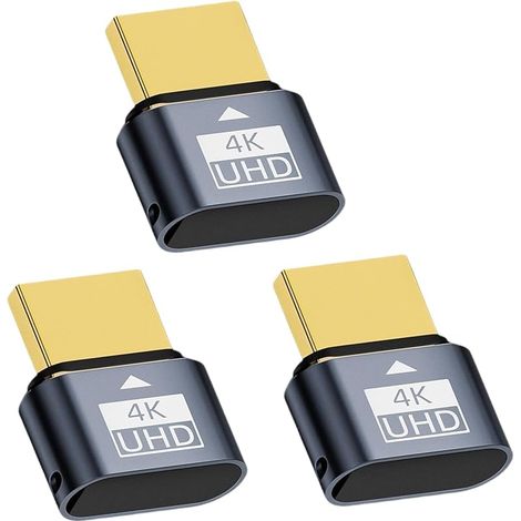 HDMI Dummy Plug Émulateur d'affichage 4K Compatible avec Windows Mac OSX Linux Émulateur d'affichage Ghost sans tête EDID Travail à Distance HDMI UHD 4K@60Hz (3PCS) (1/5)