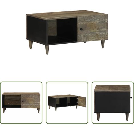 Meuble en bois - Table basse gris clair 80x50x40 cm bois de manguier massif (1/5)