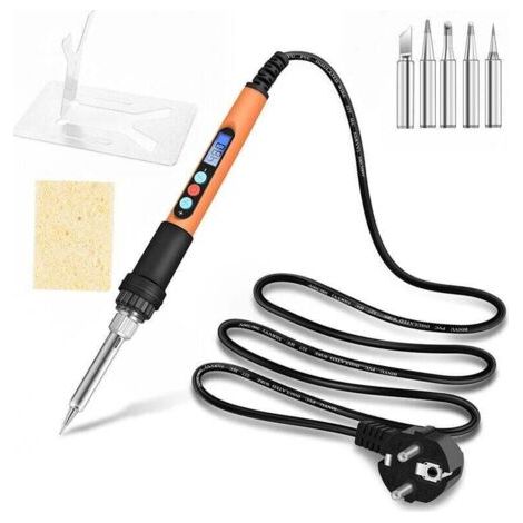 Fer à souder électrique, 90W Fer a Souder Etain Soudure Température Réglable 100℃480℃ Visible Fer a Souder Électrique avec l'Interrupteur ON/OFF, 5 Pointes de Rechange pour Réparation Soudage (1/4)
