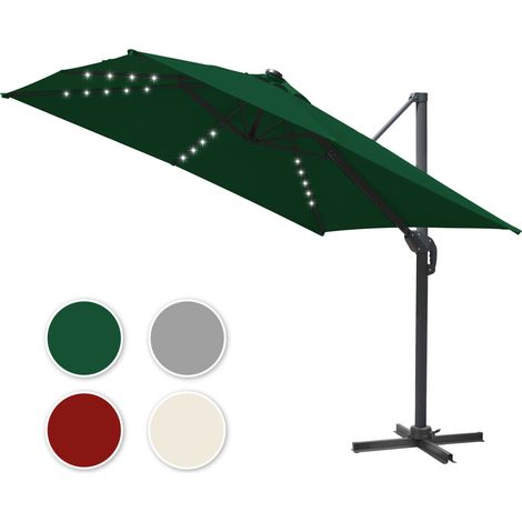 Randaco Sonnenschirm Grün mit LED-Licht – Ø300 cm Gartenschirm mit Kurbel, UV-beständig & wetterfest