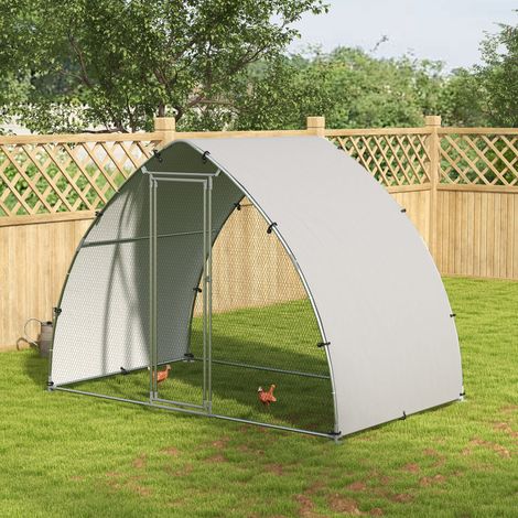 Animal Grand enclos poulailler chenil volière extérieure 5,75m² toit anti-UV acier galvanisé porte verouillable
