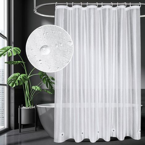 Duschvorhang 180x180cm Transparent Weiß Wasserdicht Antischimmel Magnetisch (1/5)