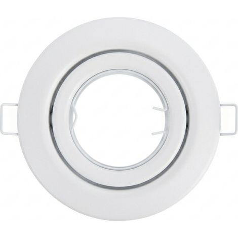Support de lampe encastré rond ajustable Douille GU10 IP20 Blanc Ø10.1x4cm SECOM
