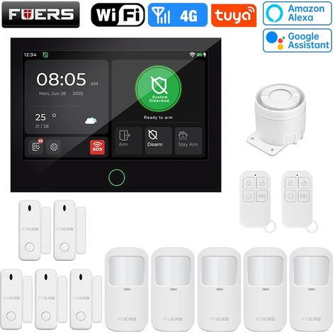 (Pack 11) Système d'alarme de sécurité pour maison connectée avec écran TFT 7 pouces, Wi-Fi 4G LTE et protection antivol. (1/5)