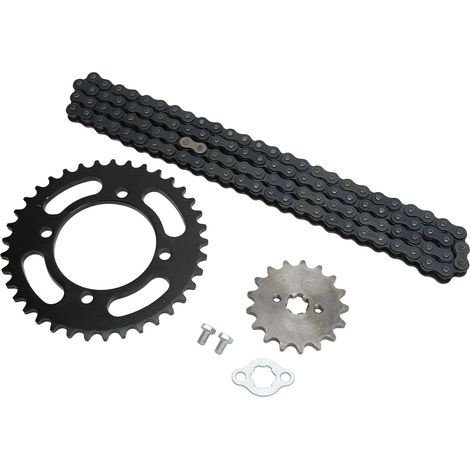 420er Kette, 155 Glieder, 37-Zahn-Ritzel vorne, 17-Zahn-Ritzel hinten, universelles Getriebeset, kompatibel mit 50cc-125cc Motocross-Motorrädern, Minibikes, Quads und Karts. (1/5)