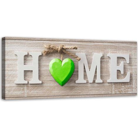 Tableau sur toile Accueil Cœur Shabby Vert 90x30 (1/5)