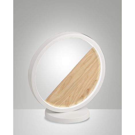 Lampada da Tavolo Pierre a LED 29W 3160lm 3000K Luce Calda Struttura in Metallo e Legno Design Moderno Colore Bianco Classe di Isolamento 2