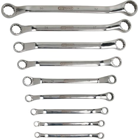KS Tools EDELSTAHL Doppel-Ringschlüssel-Satz, gekröpft, 9-tlg (1/2)
