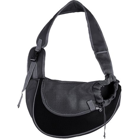 Sac de Transport pour Chien Chat, Réglable Sac à Bandoulière Mains Libres Petit Chien, Portable Bandoulière pour Animal de Compagnie, pour l'extérieur, Les Voyages, Marche(Noir) (1/5)