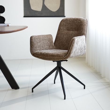 Chaise de salle à manger pivotante Nela Chenille taupe (1/5)