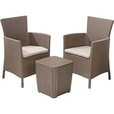 Set poltrone con tavolo Iowa colore cappuccino Keter
