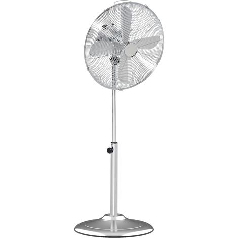 Standventilator 120Cm, Höhenverstellbar, 3 Geschwindigkeitsstufen, Verstellbarer Neigungswinkel, Stahl, Silber