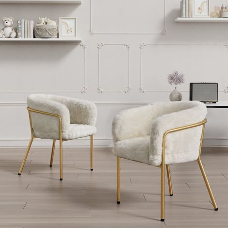 chaise salle a manger lot 2 confortable métal blanc OKMYHOME (1/5)
