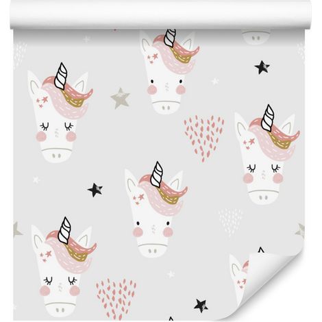 Papel pintado de unicornios de estilo escandinavo para salón y dormitorio, 50x1000 cm. (1/5)