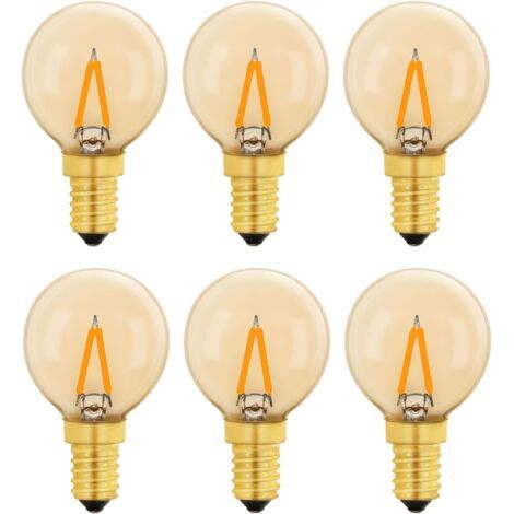 G40 Vintage Mini Ampoule E14 LED 1W, Ambre Edison Ampoule E14 de Remplacement 10W pour Lumières Décoratives, Blanc Chaud 2200K, Non Dimmable, Lot de 6 (1/5)