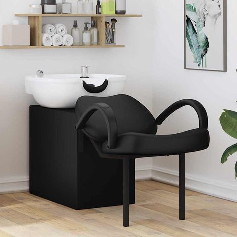 vidaXL Sedia per Shampoo Nero e Bianco 136 x 60 x 92 cm Plastica (1/5)