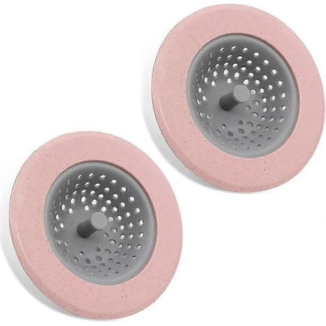Set aus 2 Küchenspülen-Sieben, Silikon-Spülen-Sieb, Deckel und Abtropfkorb für die Küchenspüle (rosa) (1/4)