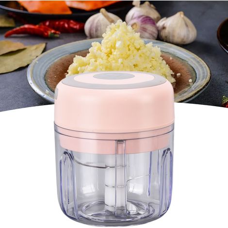 Broyeur à gingembre rechargeable USB Sanye 250 ml, broyeur à ail électrique, appareil à purée pour bébé, hachoir (rose)
