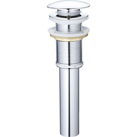Bonde de lavabo de salle de bain sans trop-plein pour grande ouverture de 4,4 cm seulement - Bonde escamotable, chrome, Y1618W-CH (1/5)