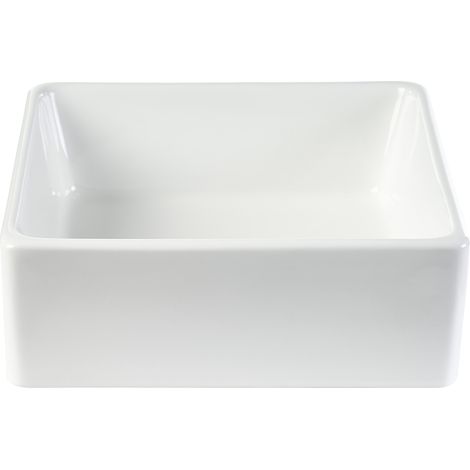Lavandino quadrato in ceramica bianca L39 cm MILA (1/2)