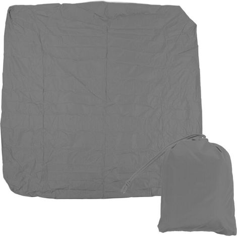 Couverture de spa carrée imperméable en polyester enduit d'argent 190, protection de spa résistante aux intempéries pour baignoire 207x207x30cm/81.5x81.5x11.8in gris-Crezuo (1/4)