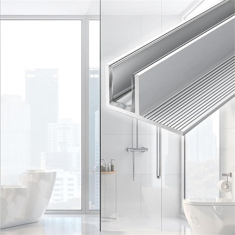 Profilé fixe sans cadre pour paroi de douche en verre, rainure (1/5)