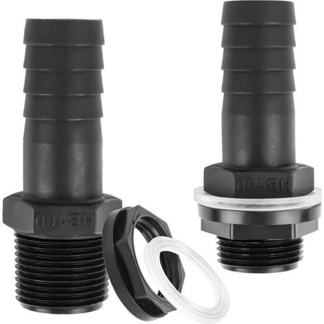 ALOVEZ 25mm Trop Plein Cuve 2 Pièces, 1 Pouce Raccord pour citerne d'eau de Pluie Passe Paroi Cuve Eau Raccord Tuyau avec Contre (1/3)