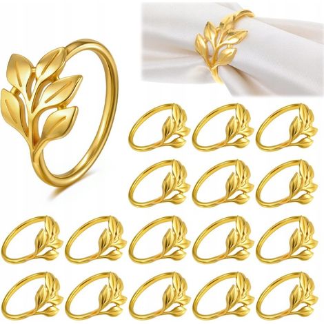 Anelli portatovaglioli in foglia d'oro, set da 16 pezzi per la decorazione della tavola.