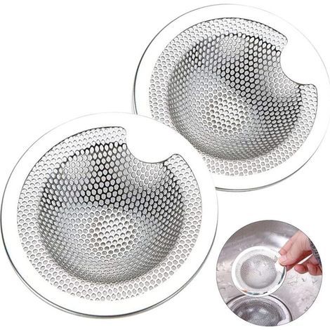 Filtre à évier en acier inoxydable 2PCS – Crépine de vidange pour évier, baignoire et lavabo – Compatible avec tuyaux de 7,5 à 9,5 cm (1/5)