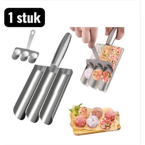 1 pezzo frusta in acciaio inox stampo per polpette 4 in 1 formatrice professionale per polpette per pesce, gamberi e riso. Porzioni pulite e uniformi per (1/5)