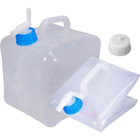 Gourde pliable de 10 litres avec bec verseur et grande capacité, légère et portable, munie d'une poignée, de forme carrée, idéale pour les activités de plein air, le camping et la randonnée.