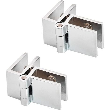 Lot de 2 charnières de porte en verre à 90° en alliage de zinc pour porte en verre fixe à deux voies (1/5)